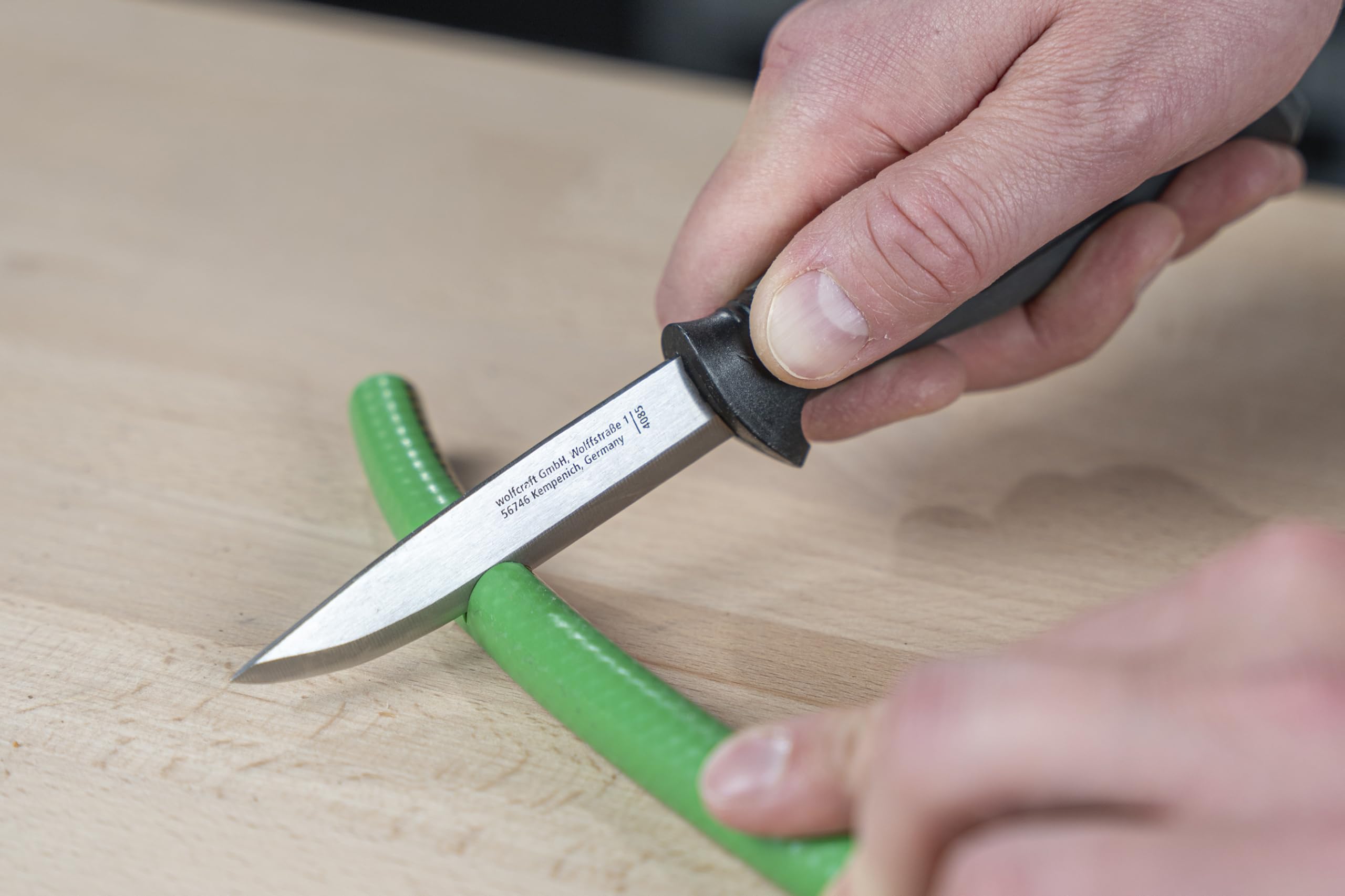 wolfcraft Nóż outdoorowy z pochwą I 4085000 I Nóż do hobby, rzemiosła i biwakowania
