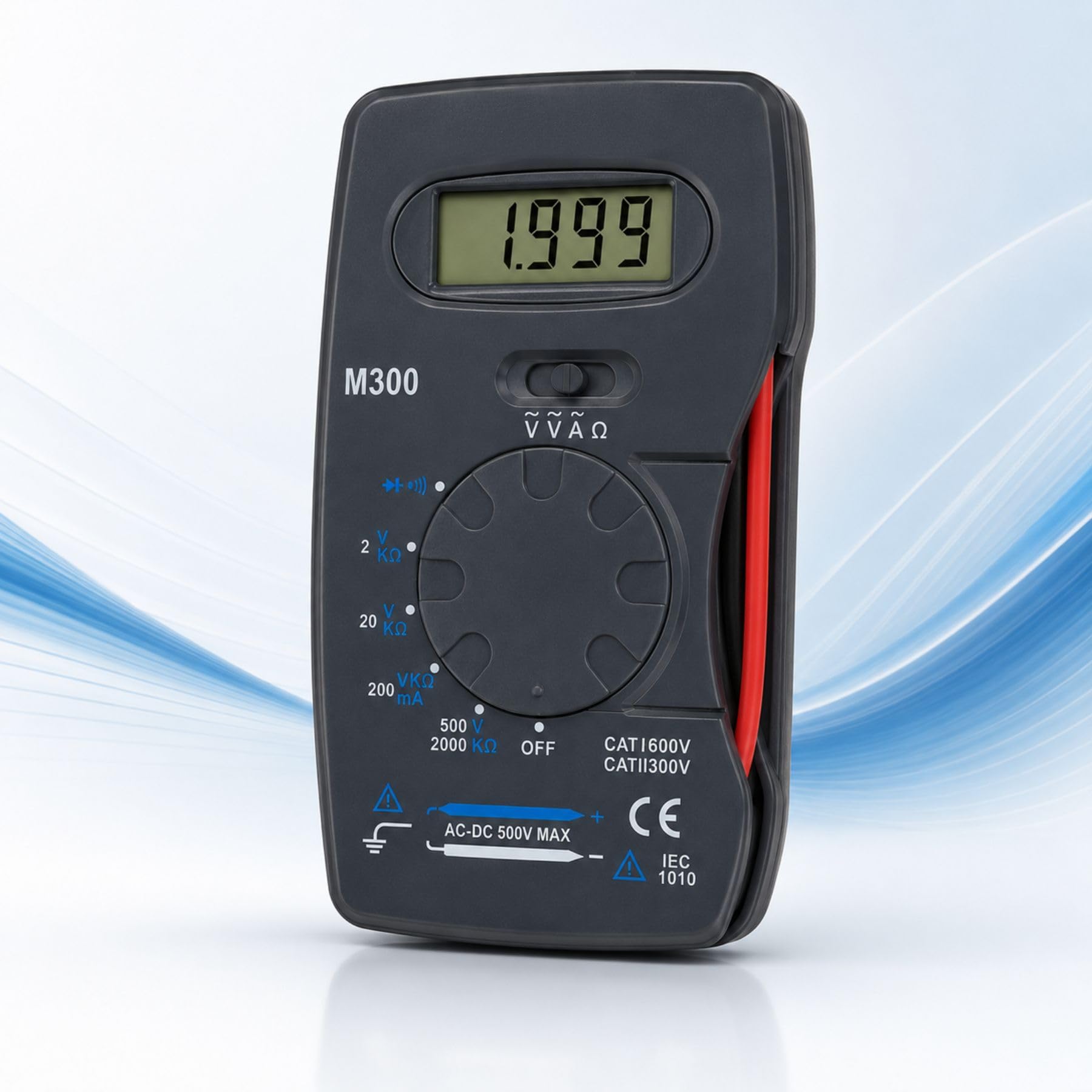 4 Pezzi Multimetro Digitale M300 Tester Elettrico con Display LCD, Misura Tensione Corrente Resistenza e Continuità, Cavi di Prova Inclusi, Batteria A23 12V Inclusa