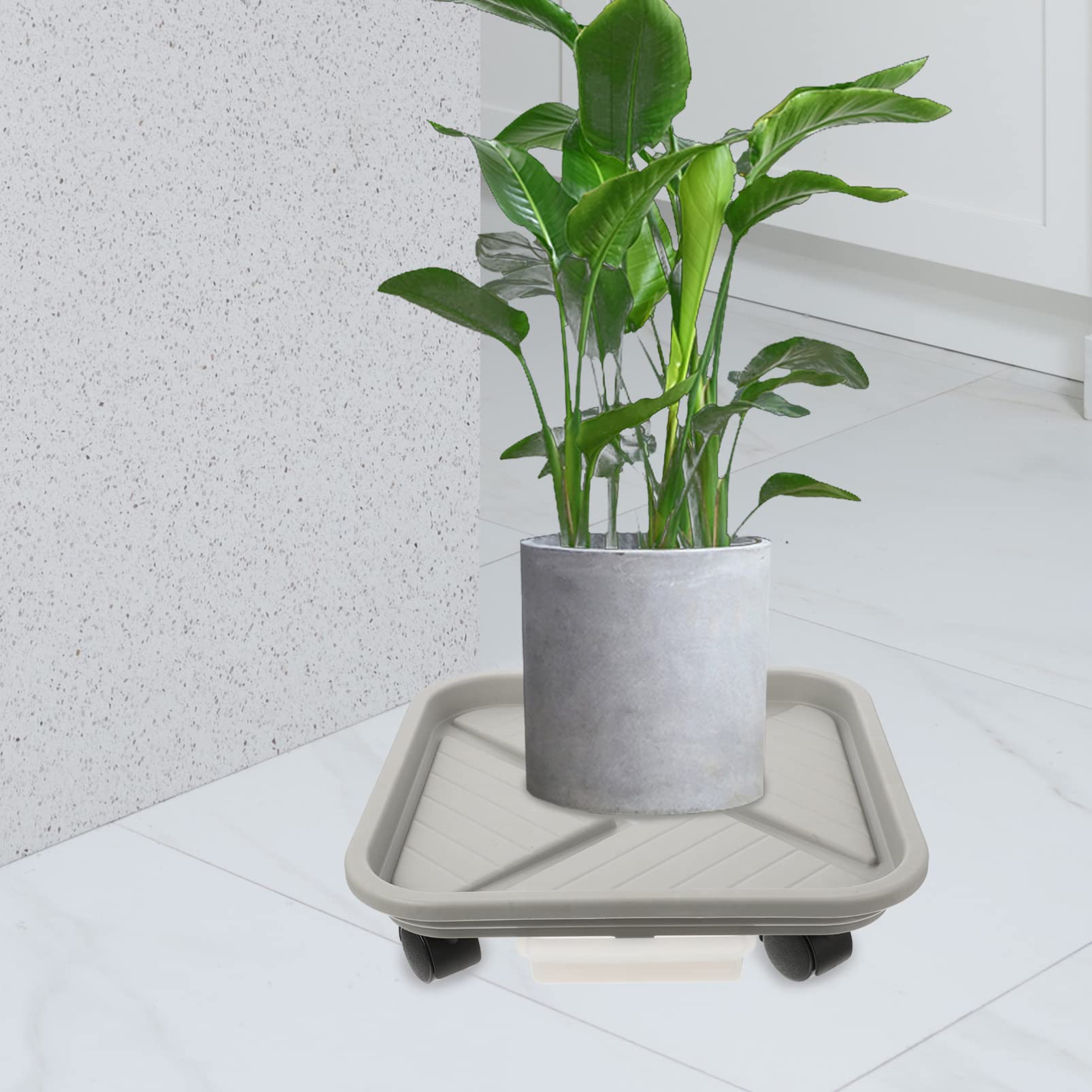 Yardwe Plant Caddy with Wheels and Drainage Tray Square Flower Pot Mover Plastic Garden Rolling Plant Stand Heavy Duty Plant Pallet Dolly for Moving Heavy Large Plant Pot - Image 3