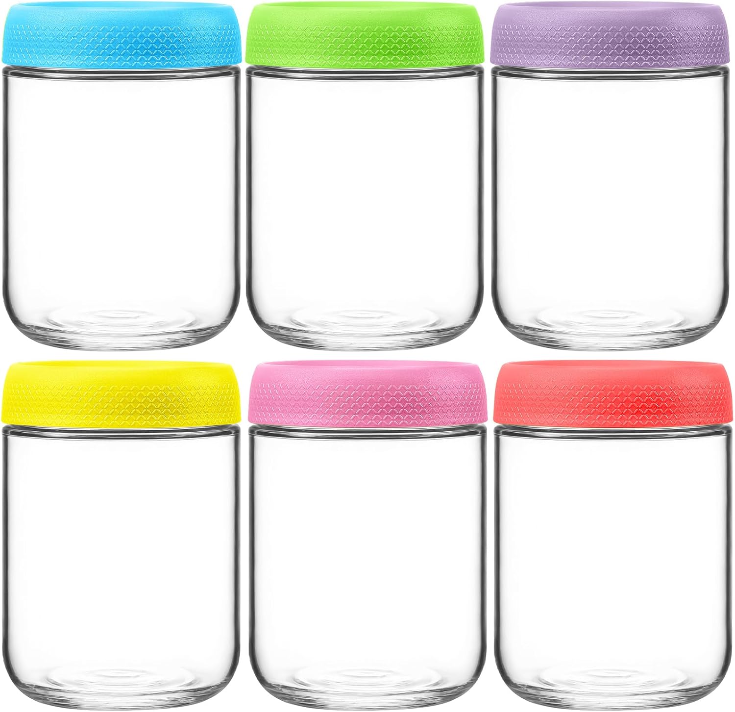 6 Pack Glass Mason Jars with Lids, 16oz Airtight Overnight Oats Containers, Glass Storage Jars for Breakfast, Lunch, and Leftovers – BPA-Free, Leakproof, Ideal for Meal Prep and Pickling