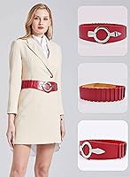 Vista 34 de TeeYee Cinturones de cuero elásticos renacentistas cintura elástica retro cinturón vintage moda medieval cinturón gancho cinturón Negro