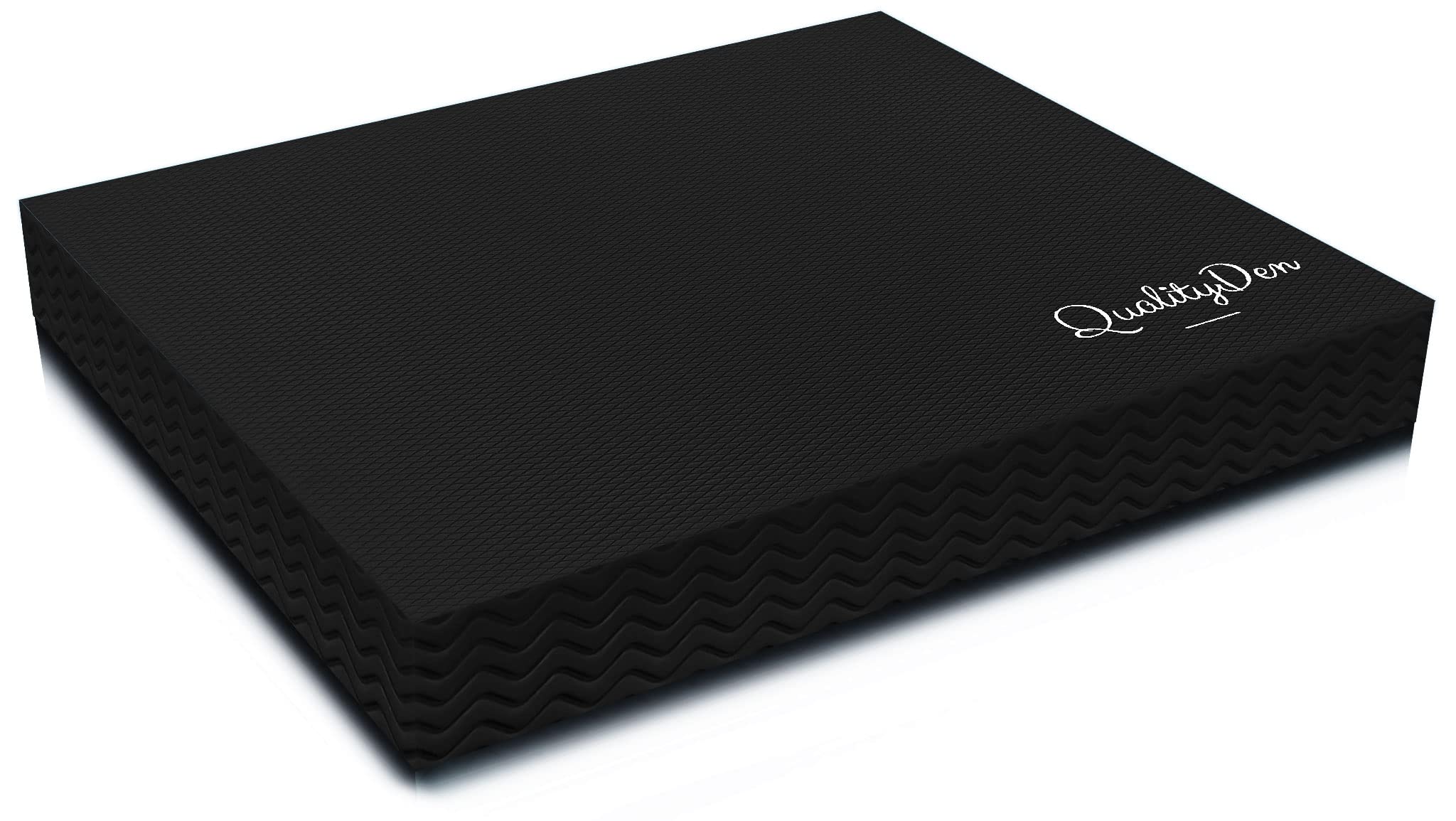 Quality Den Balance Pad, Rutschfester Weichschaum, Balancekissen für Stabilität und Koordination - Hilft, die Tiefenmuskulatur zu Stärken - Inklusive e-Übungshandbuch (48x40x6 cm, Schwarz)