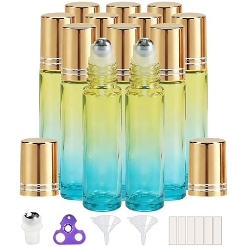 Miniatura 42 de PrettyCare Paquete de 12 botellas de rodillo de aceite esencial de 0.3 fl oz con bola de rodillo de acero inoxidable – Botellas de vidrio rosa