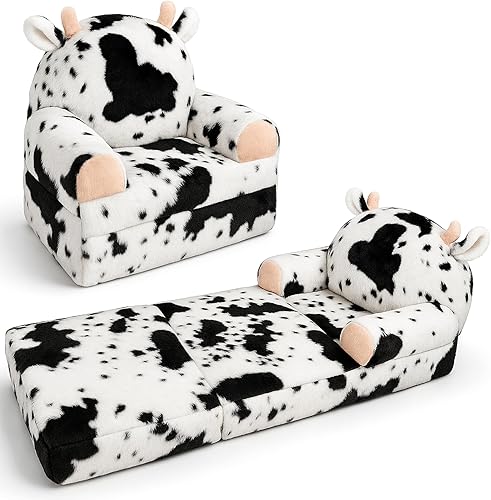 QIUODO Silla infantil de felpa con funda extraíble, sofá cama para niños, cómodo sofá para niños de 1 a 3 años