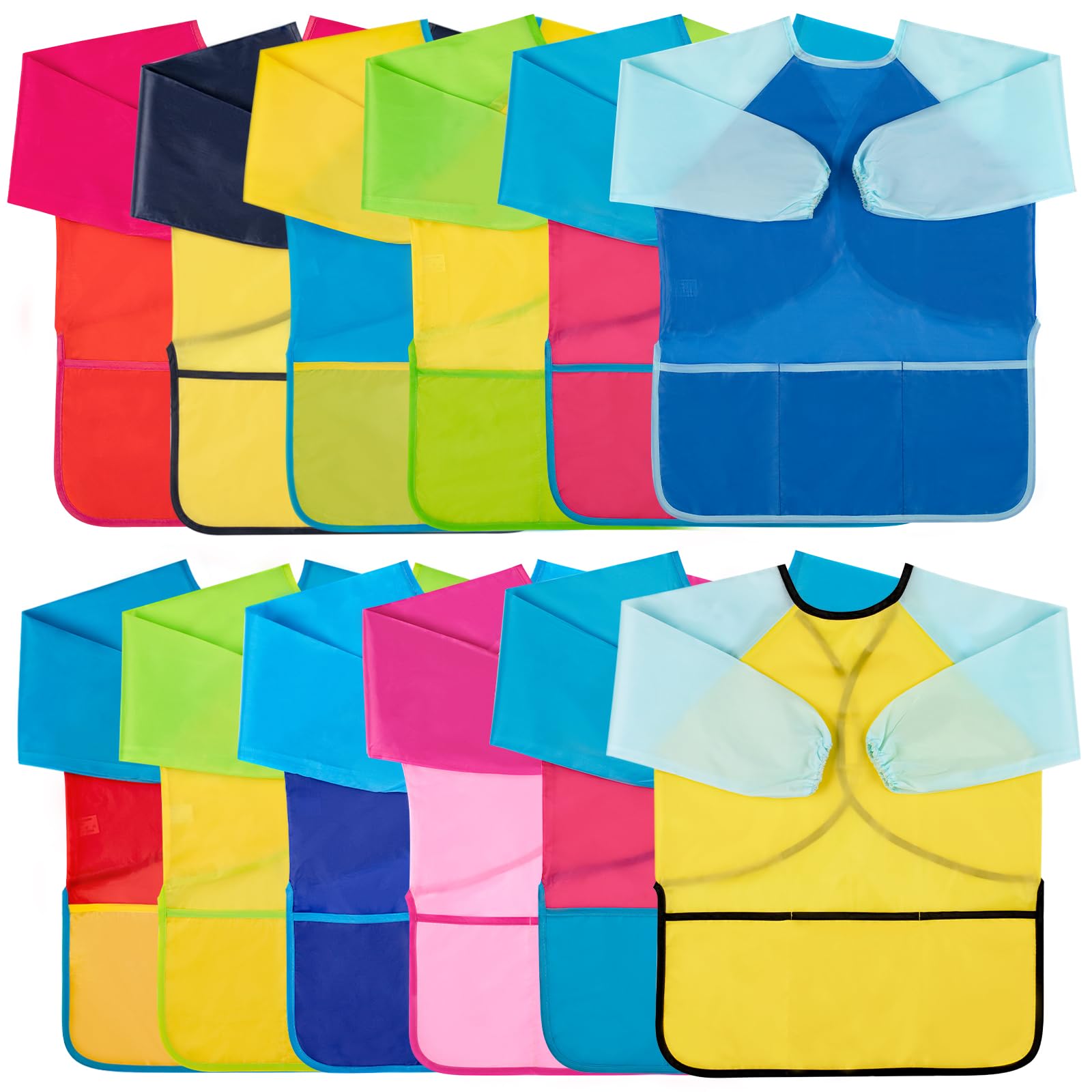 Grembiule da pittura per bambini, impermeabile, con 3 tasche, per bambini dai 3 ai 7 anni