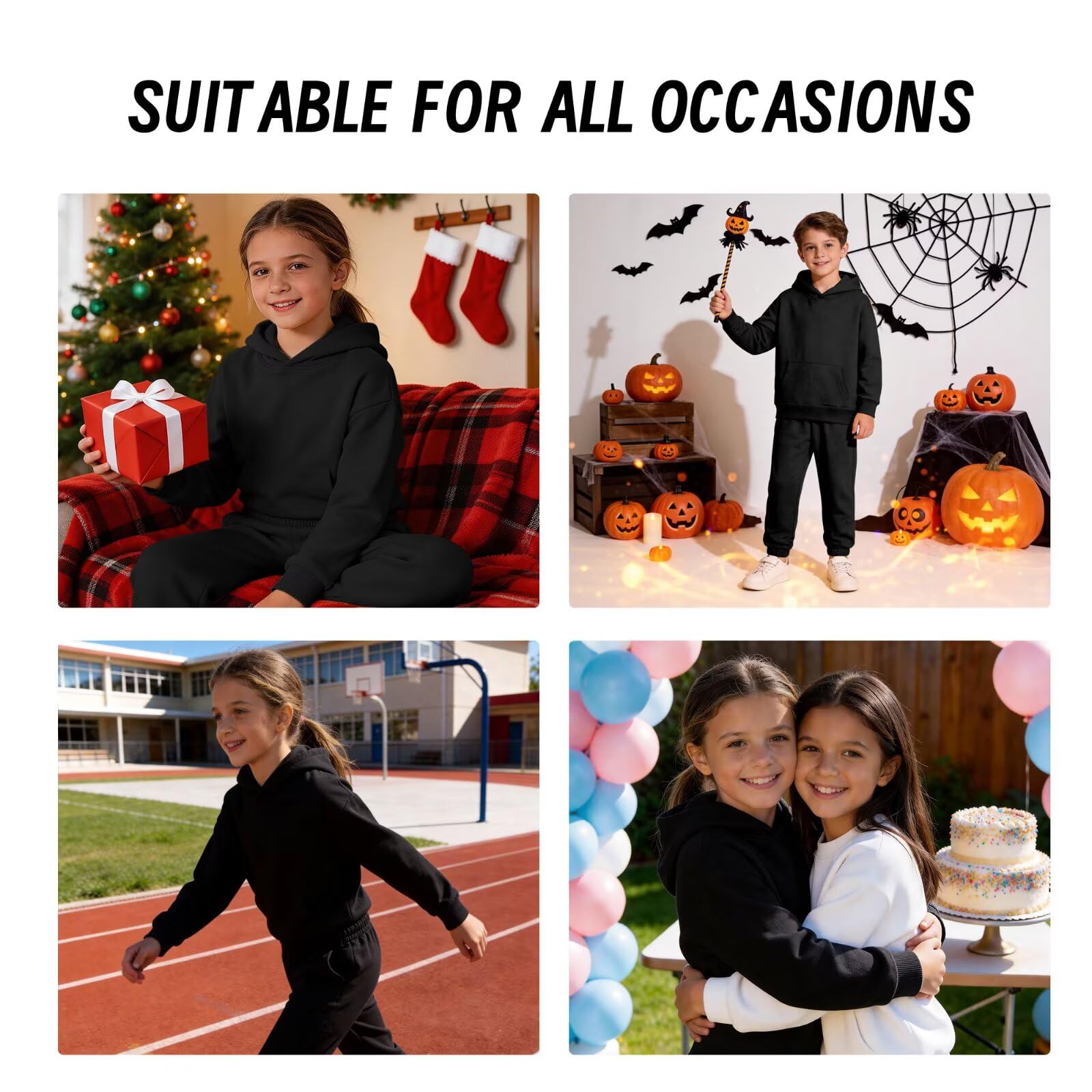 DHSPKN Conjunto deportivo de 2 piezas para niñas y niños, conjunto de sudadera con capucha y pantalones deportivos para niños