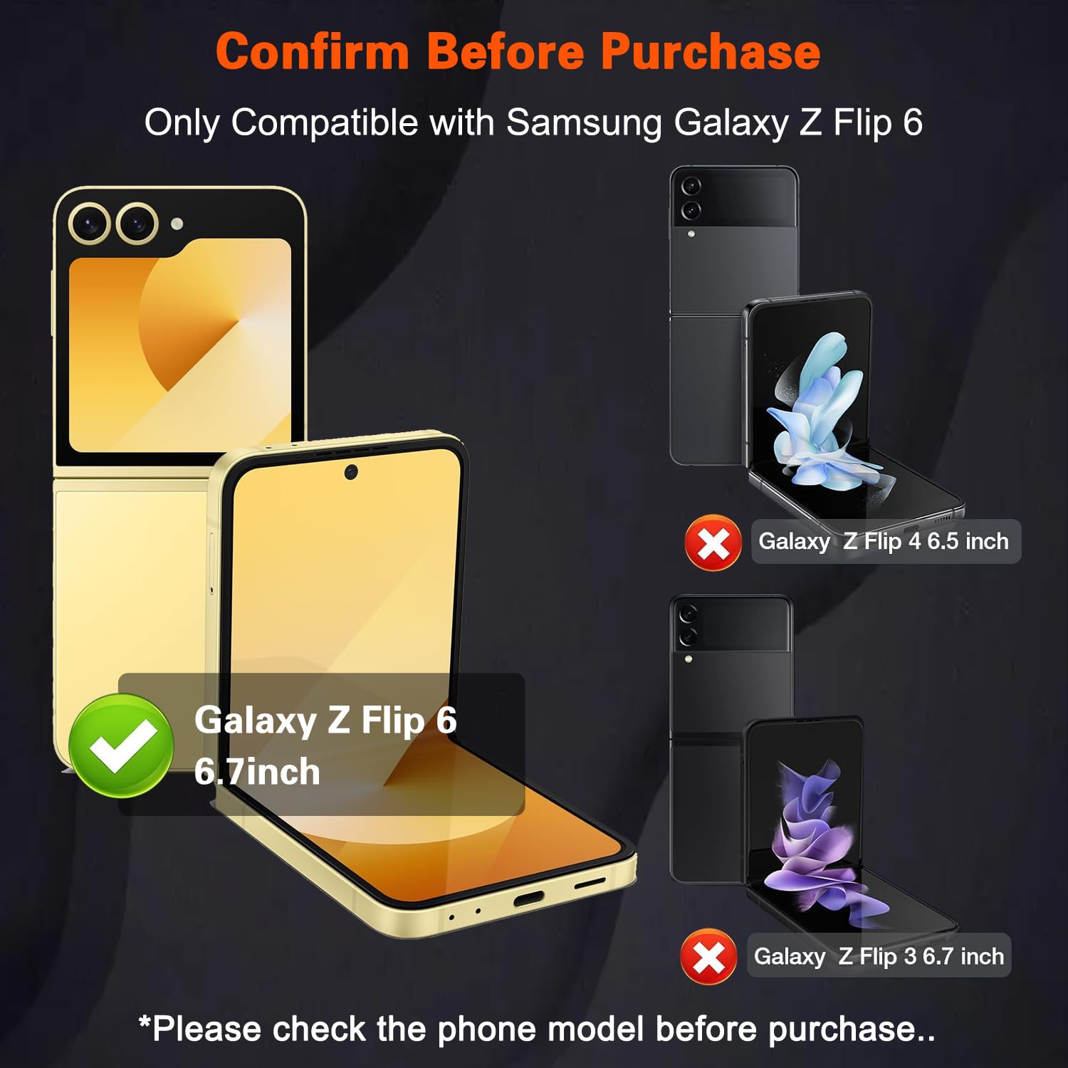 Osłona ekranu do Samsung Galaxy Z Flip 6, 2x wewnętrzna miękka czarna folia TPU, 2x osłona ekranu ze szkła hartowanego, ochrona ekranu przedniego, przyjazny dla obudowy, bez pęcherzyków powietrza, HD