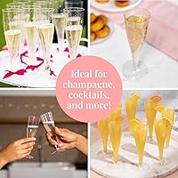 Vista 6 de Prestee 200 Flautas de Champán Desechables con Purpurina Dorada - Copas de Champán de Plástico de 4.5 Oz para Fiestas, Brindis de Boda, Barra