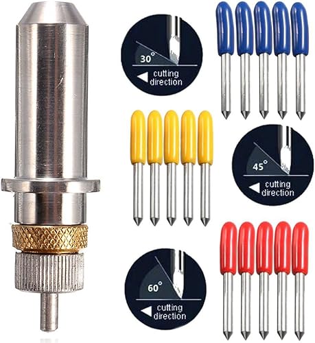 15 piezas de 30/45/60 grados de vinilo de corte para trazador de corte Roland con soporte de cuchilla, accesorios de herramientas brocas - 15 x