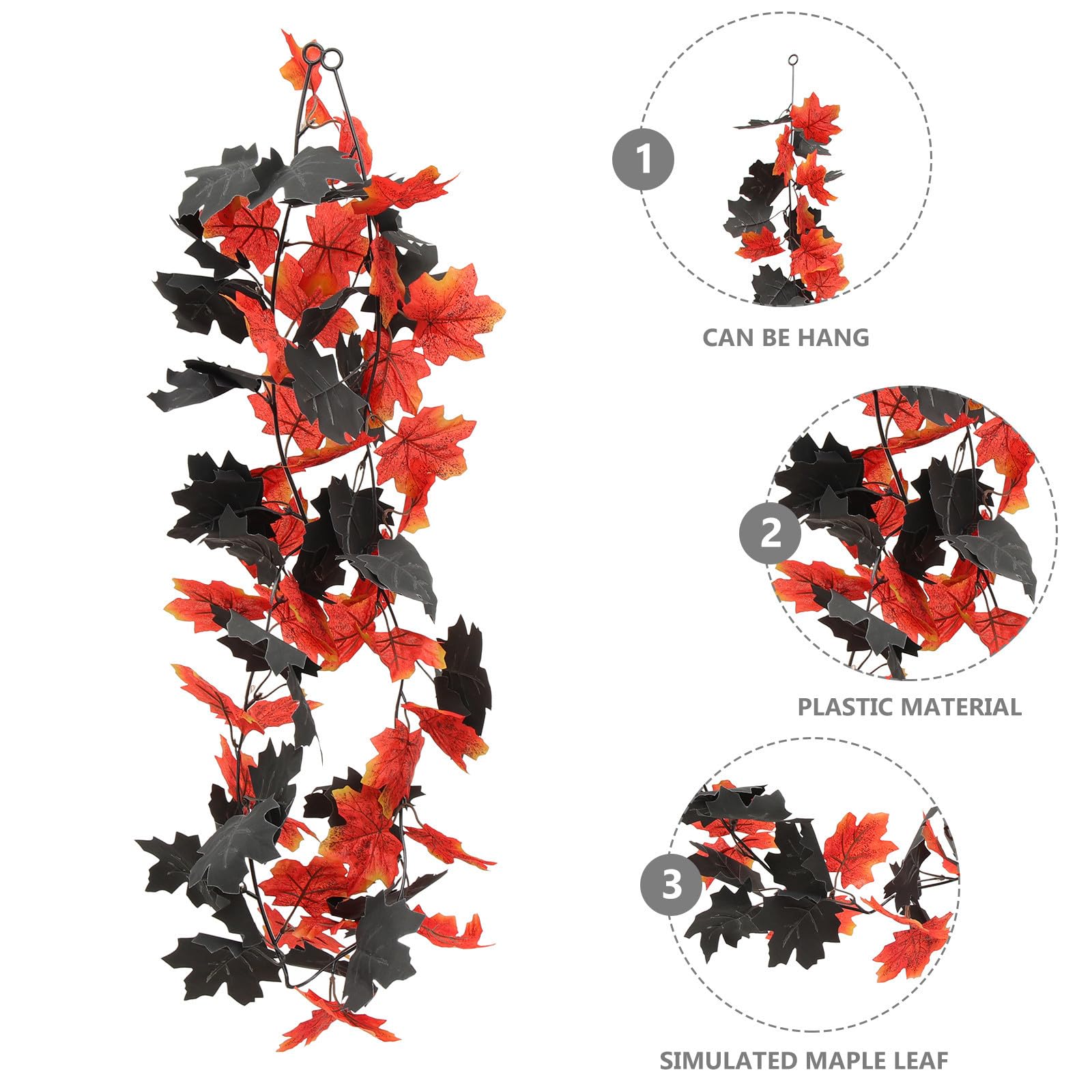 Uonlytech 5 Set Decorazione di Foglie D'acero Finte per Halloween, Appendibile, in Plastica Arancia e Nero, senza Manutenzione, per Addobbi Interni Durante le Feste