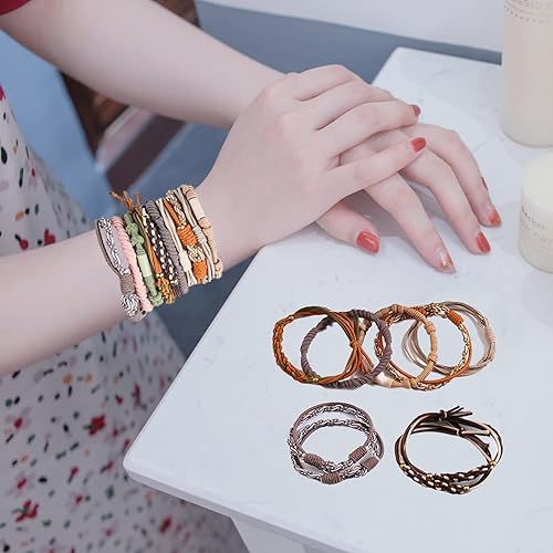 Miniatura 3 de 10 pulseras bohemias para el cabello para mujeres y niñas, accesorios para el cabello grueso, pulseras trenzadas para el cabello, lazos para el