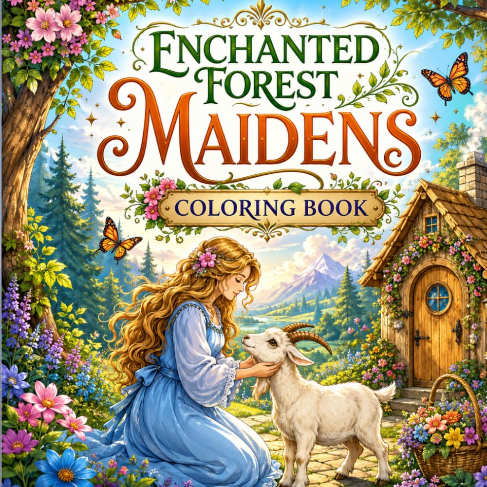 Enchanted Forest Maidens Coloring Book: Magical Woodland Girls, Animals & Fantasy Scenes to Color