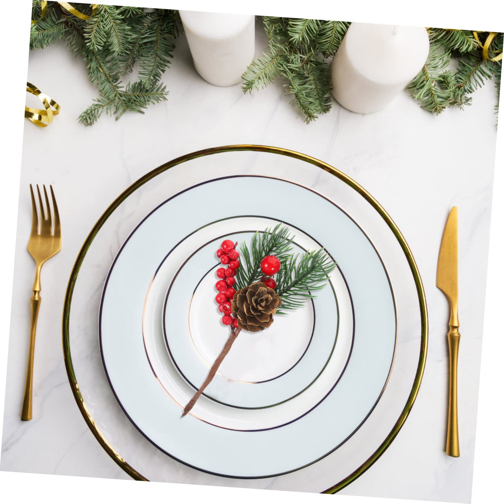 Abaodam 50piezas Ramas De Artificiales De Navidad De Decoración Frutos Rojos para Fotografía y Escenarios Adorno Festivo para Casa Cafetería y Restaurante