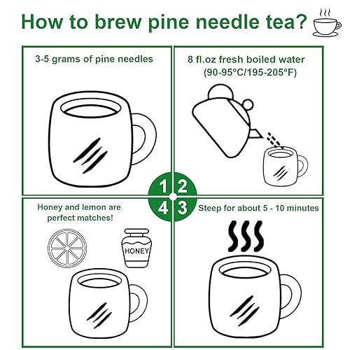 Miniatura 5 de FullChea - Té de agujas de pino seco - 7 oz/200 g - Té de hierbas de hojas sueltas de hojas sueltas de pino rojo premium - Sin OMG - Mejor que el té