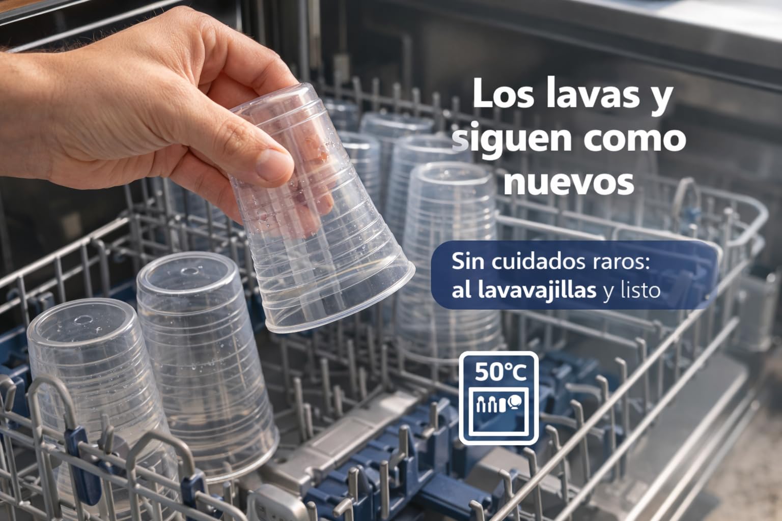 Vasos de Plástico Reutilizables Aptos Lavavajillas (Pack 1250)