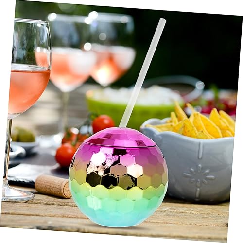 Miniatura 5 de jojofuny 6 vasos de pajita, pajitas de cóctel, vasos con tapas para bebidas, copas con tapas, copa de disco, bar, taza de cóctel de los años 80,