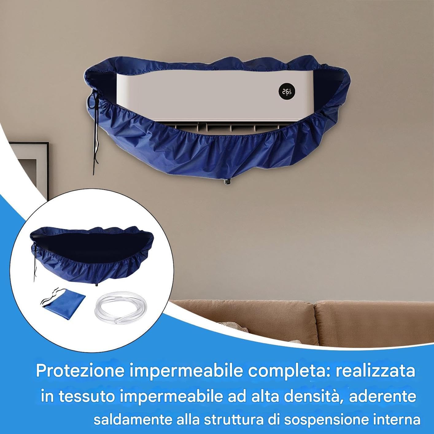 Kit di pulizia AC – Copertura antipolvere riutilizzabile e strumento protettivo igienico per la manutenzione della casa – Soluzione essenziale per la protezione della polvere e la pulizia del