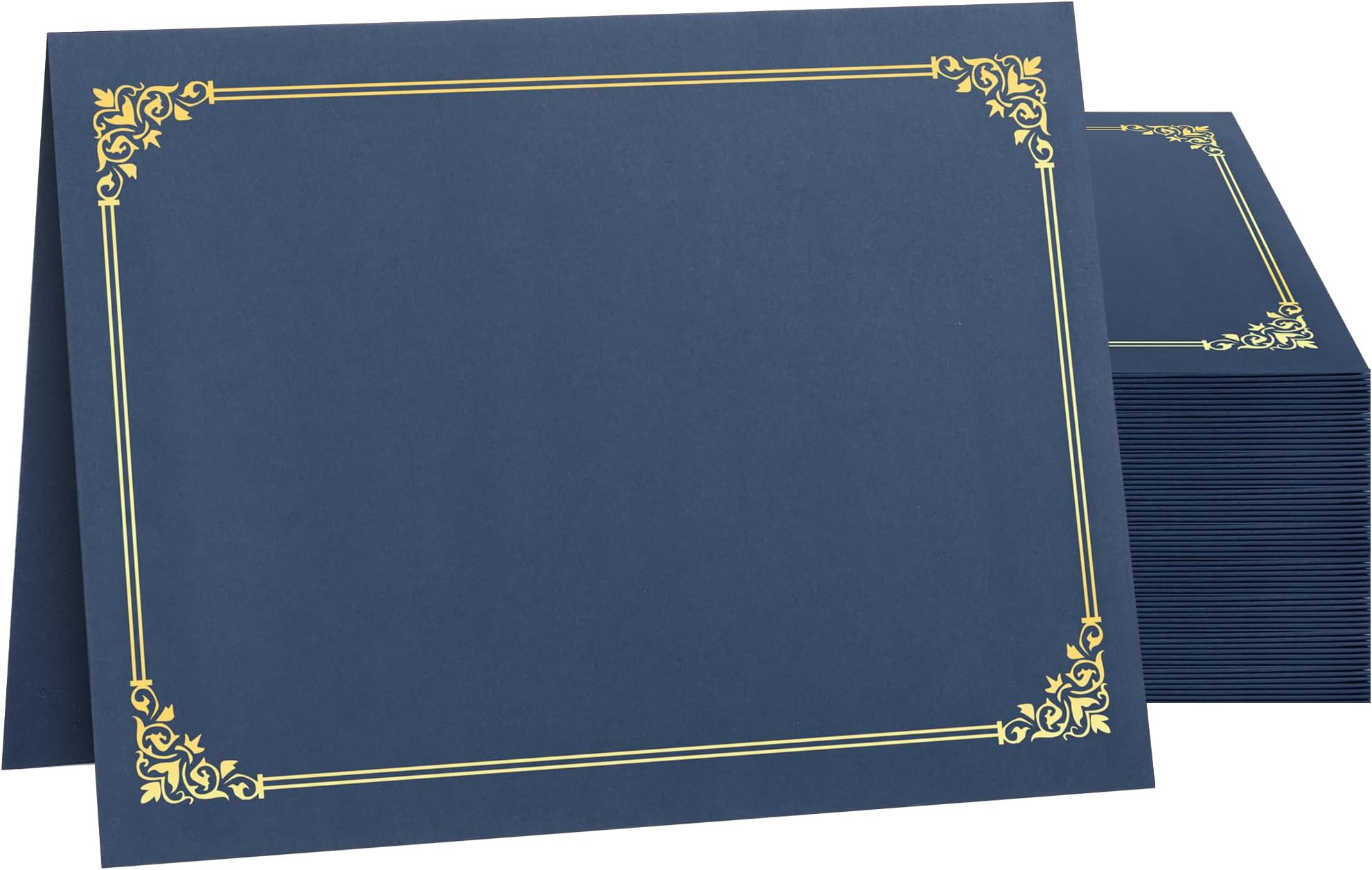 SUNEE Certificate Holders(Navy Blue, 50 Packs), Diploma Covers Gold Foil Border, for Letter Size 8.5x11 Certificates, Cardstock, Document Papers