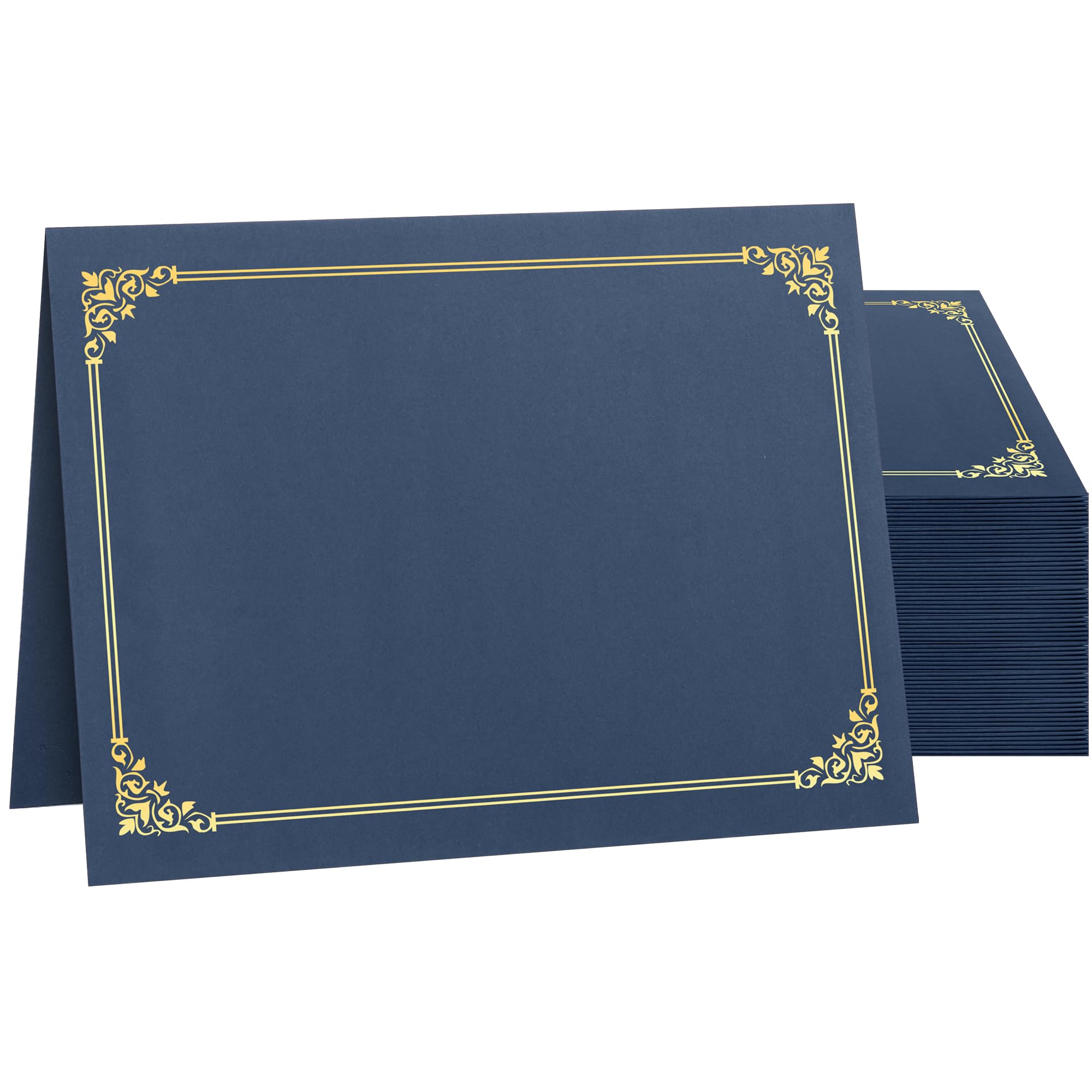 Photo 1 of SUNEE Certificate Holders(Navy Blue, 50 Packs), Diploma Covers Gold Foil Border, for Letter Size 8.5x11 Certificates, Cardstock, Document Papers