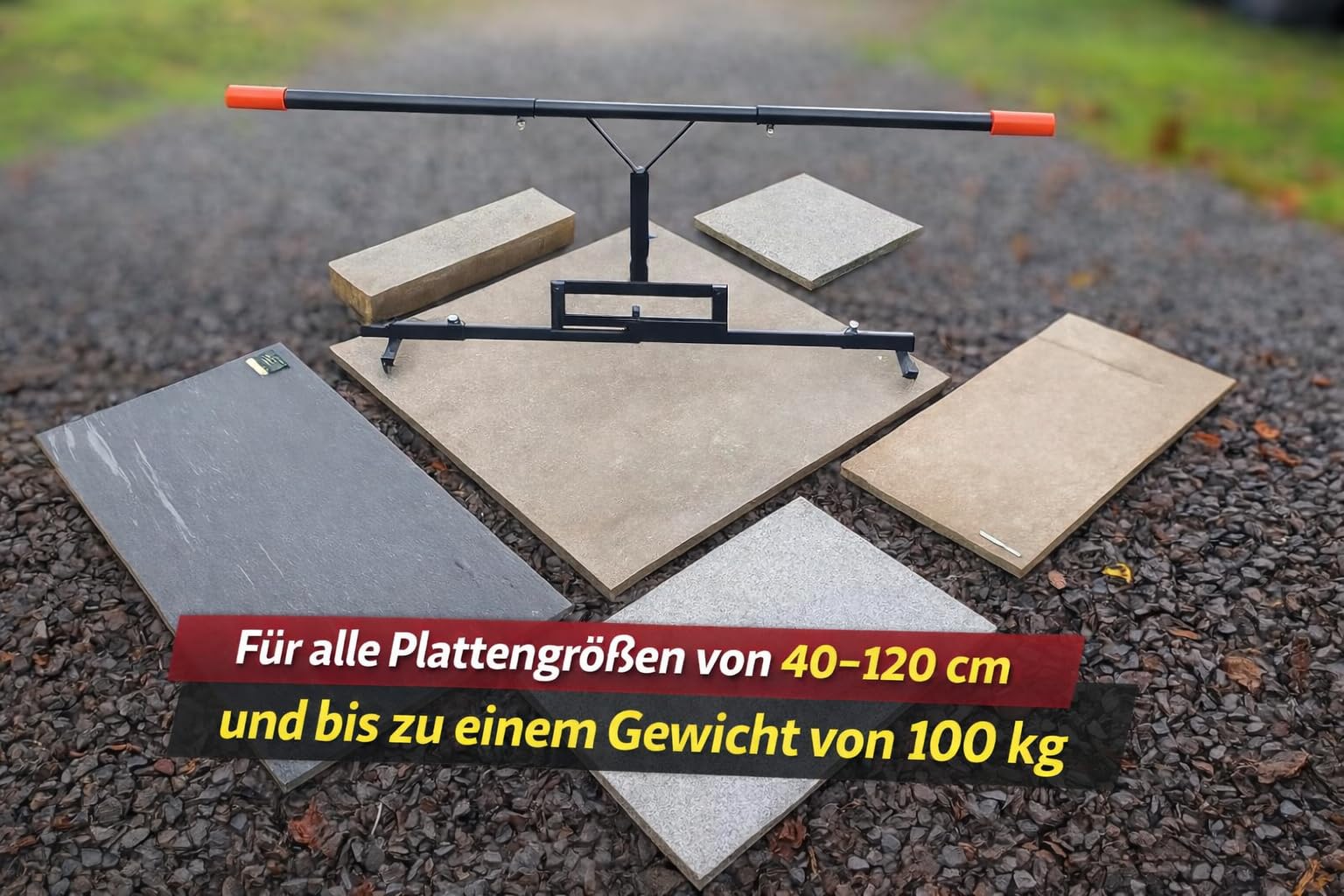 M.SB Plattenheber "Exzenter mit Winkeln" von 40-120 cm bis 100 kg, stabile Ausführung, Tragezange, Plattenträger, Steinträger 360°