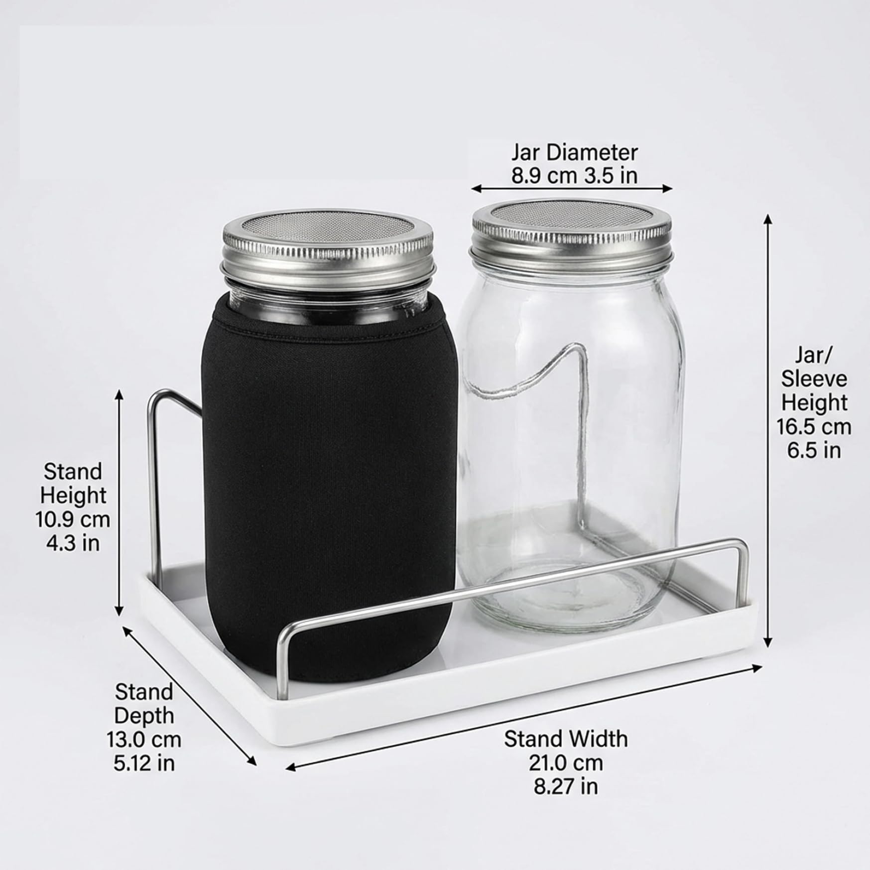 Kit de Culture de germes Pot Germination à Large Ouverture avec couvercles en Maille d'acier Inoxydable Plateau d'égouttage et Support pour Brocoli Haricot Mungo et Luzerne