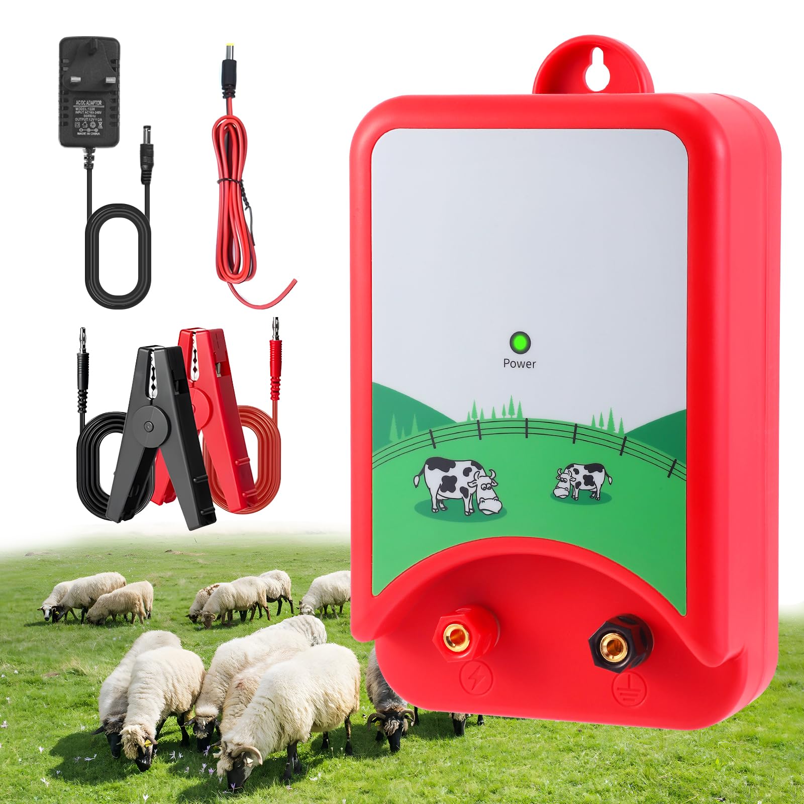 10km Elettrificatore per Recinto Elettrico,Recinzione Elettrica per Animali 2J Strumento Impermeabile Potente Recinti Controllore di Impulsi ad Alta Tensione Sicuro Pastore Fattoria Pascolo Giardino