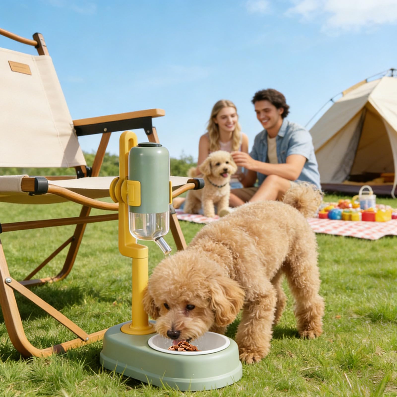 Bebedero para Mascotas Bebedero Elevado con Dispensador de Flujo Lento | 750ml Dispensador De Agua En Cuenco Para Mascotas De Pie Con Altura Ajustable Para Animales Pequeños, Hámster, Ardilla,