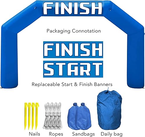 Miniatura 3 de Sewinfla Arco inflable de 20 pies con línea de acabado de inicio, banderines de arco de carreras y soplador inflable al aire libre para publicidad,