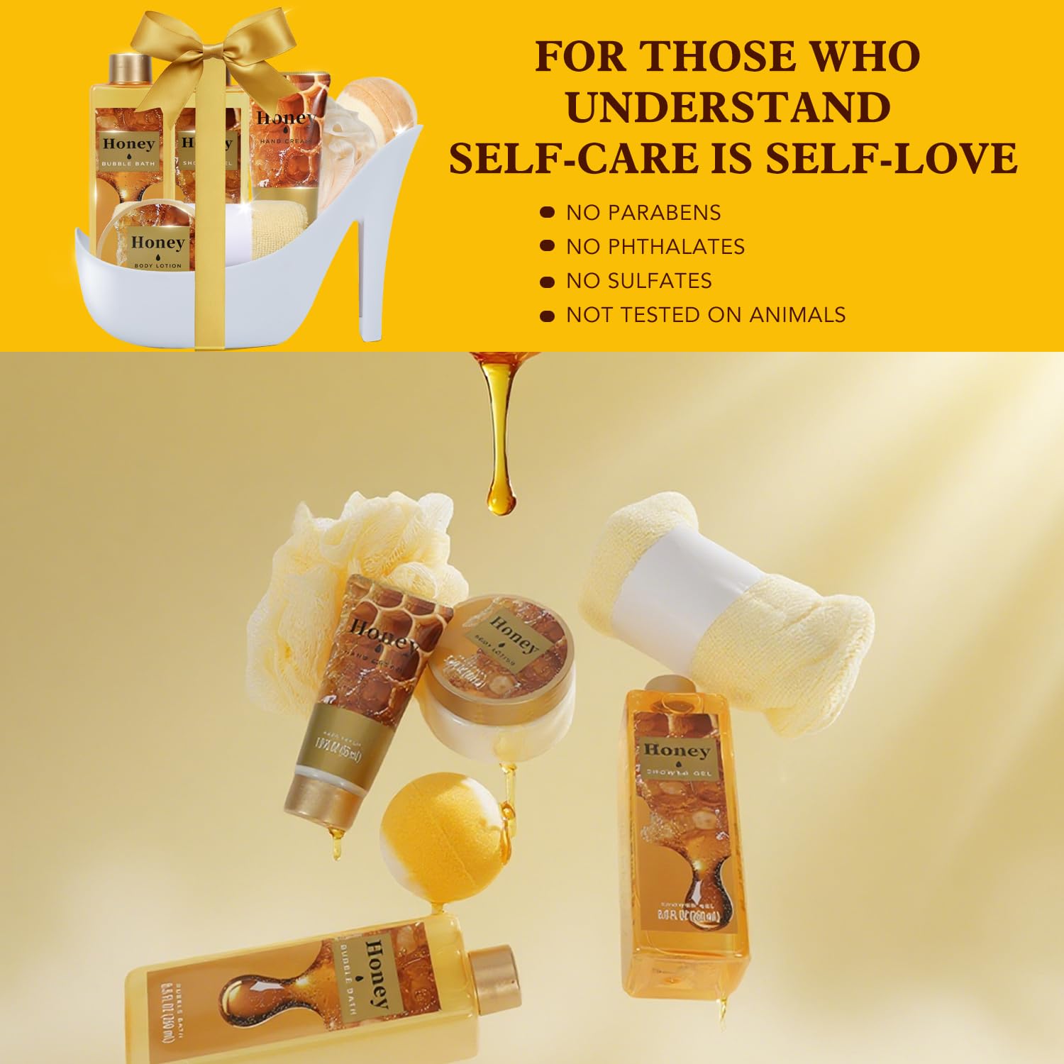 Spa Luxetique Gifts for Women High Heel Gift Set for Women 8pcs Spa Gift for Womens Nourishing Honey Birthday Gifts for Womens Mom Grandma Wife Coworker