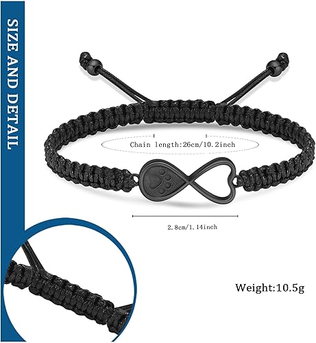 Miniatura 2 de constantlife Pulsera de urna de corazón infinito para cenizas, mascotas, perros, gatos, huellas de cremación, joyería de recuerdo, cuerda trenzada,