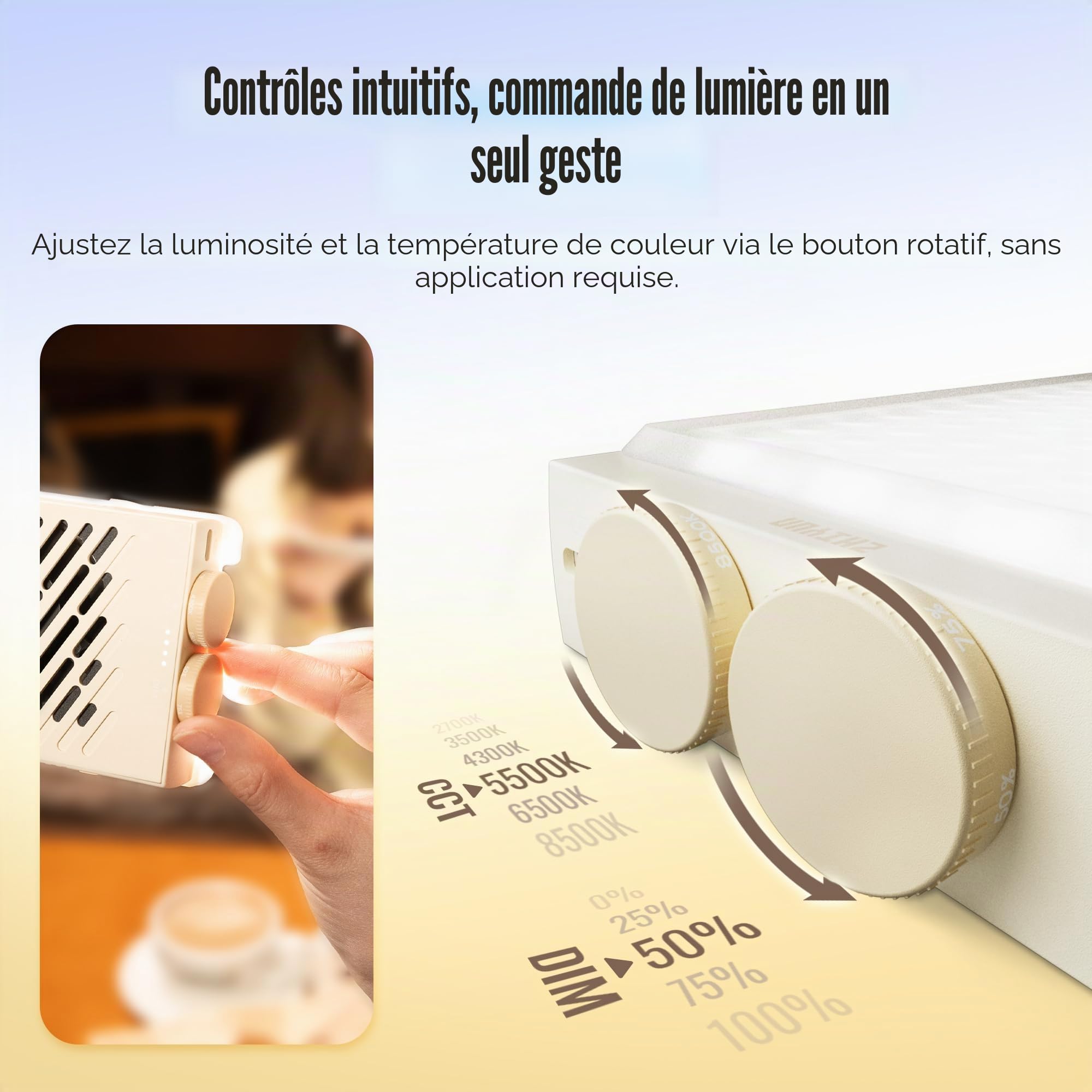 ZHIYUN FIVERAY M40 SE Combo [Official] Panneau LED, 17100 Lux, 2700–8500K, CRI≈95, TLCI ≥ 97, 84 LEDs, 250g, Lumière Vidéo Portable pour Youtube TikTok Livestream