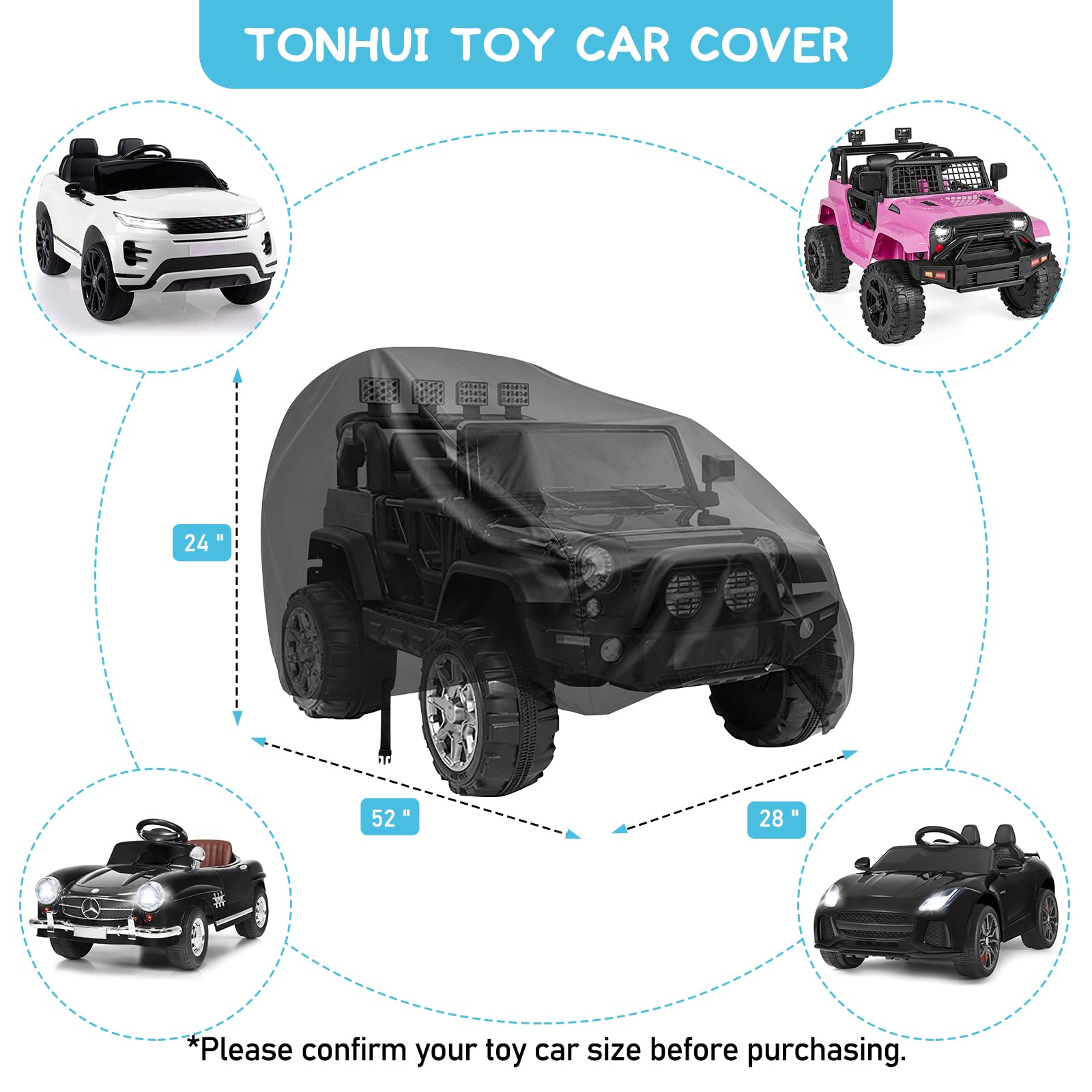 Housse de Jouet pour Voiture, Grande Housse de Voiture pour véhicule électrique pour Enfants - Ajustement Universel, Emballage extérieur pour Enfants à Piles électriques