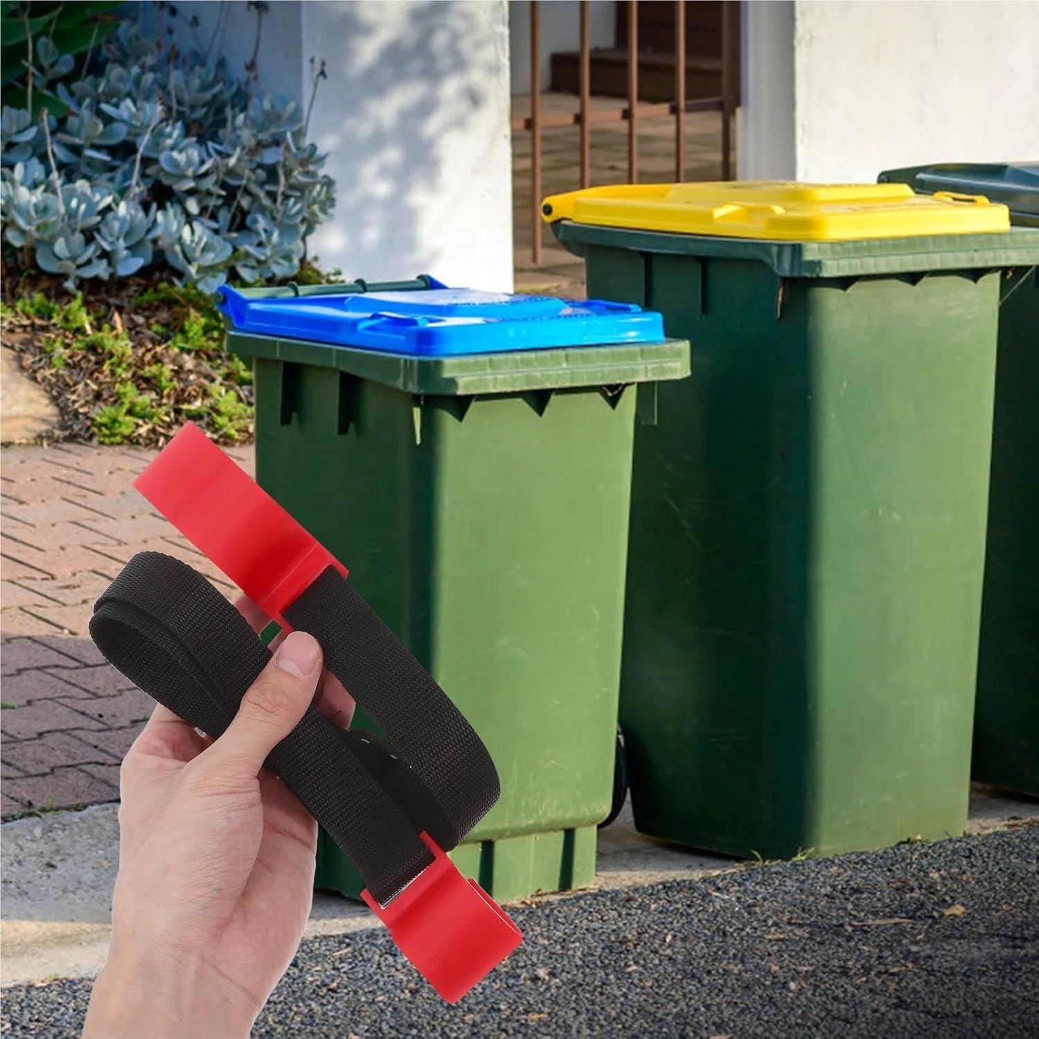 2pcs Trash Can Lid Lock Universal Strap Elastic Rope Bin For Outdoor Garbage Safety