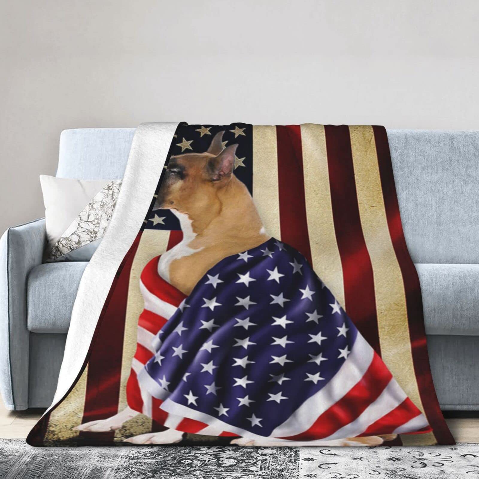 Lsjuee Flannel Fleece Blanket 40"X30" Boxer American Patriot Sofa Throw Blanket Lightweight Ultra-Soft Travel Winter Blankets for Girls Keep Warm