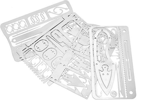 Miniatura 6 de 4 tarjetas de equipo de supervivencia, herramienta multifunción de acero inoxidable, anzuelos de pesca, sierras, kit de supervivencia de caza para