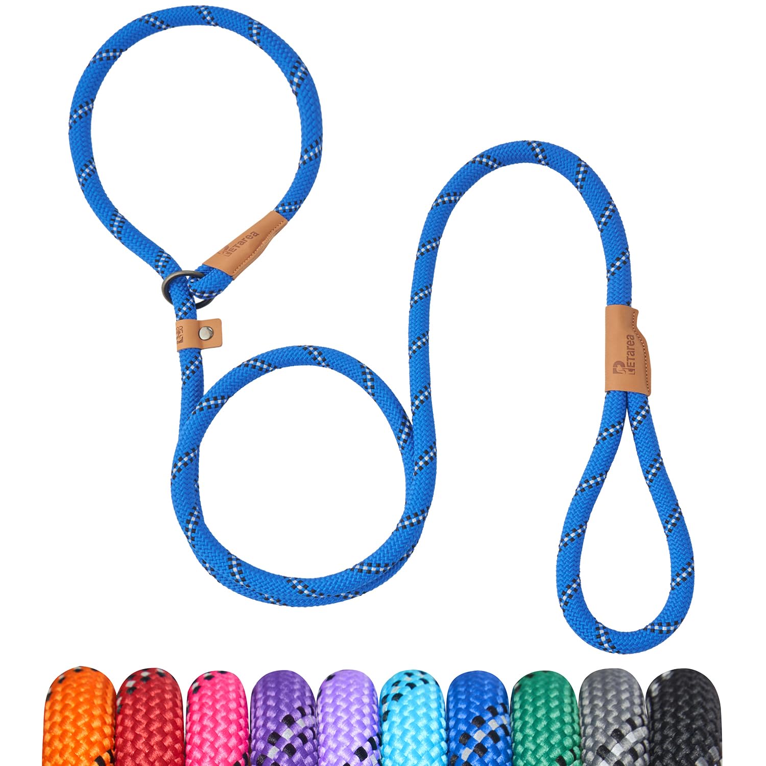 Correa antideslizante de 5 pies para perro, correa de cuerda resistente para perros pequeños, medianos y grandes, correa de entrenamiento sin tirones con hilo reflectante, correa de bucle