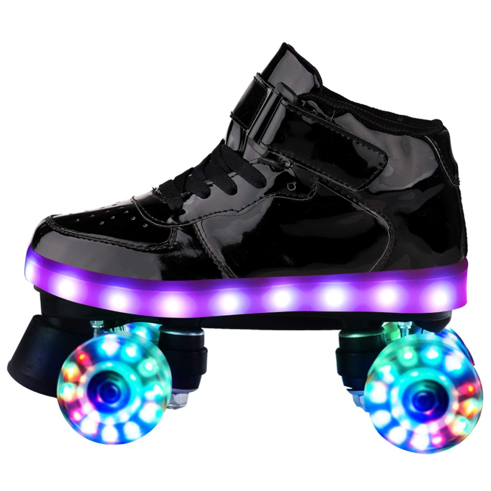 Scuola Dei Bambini Junior Quad Pattini A Rotelle Nero Classico 4 Pattini A Rotelle Ruote Quad Cuoio Materiale Con Luce Su Ruote Per Principianti Teens Adulti Ragazzi Ragazze