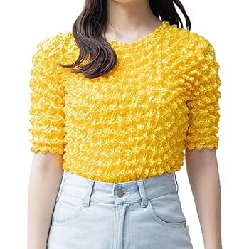 トップス PIECES SHEER POPCORN TOP AMERI VINTAGE Popcorn Tops for Women Popcorn Long Sleeve Shirt Girls