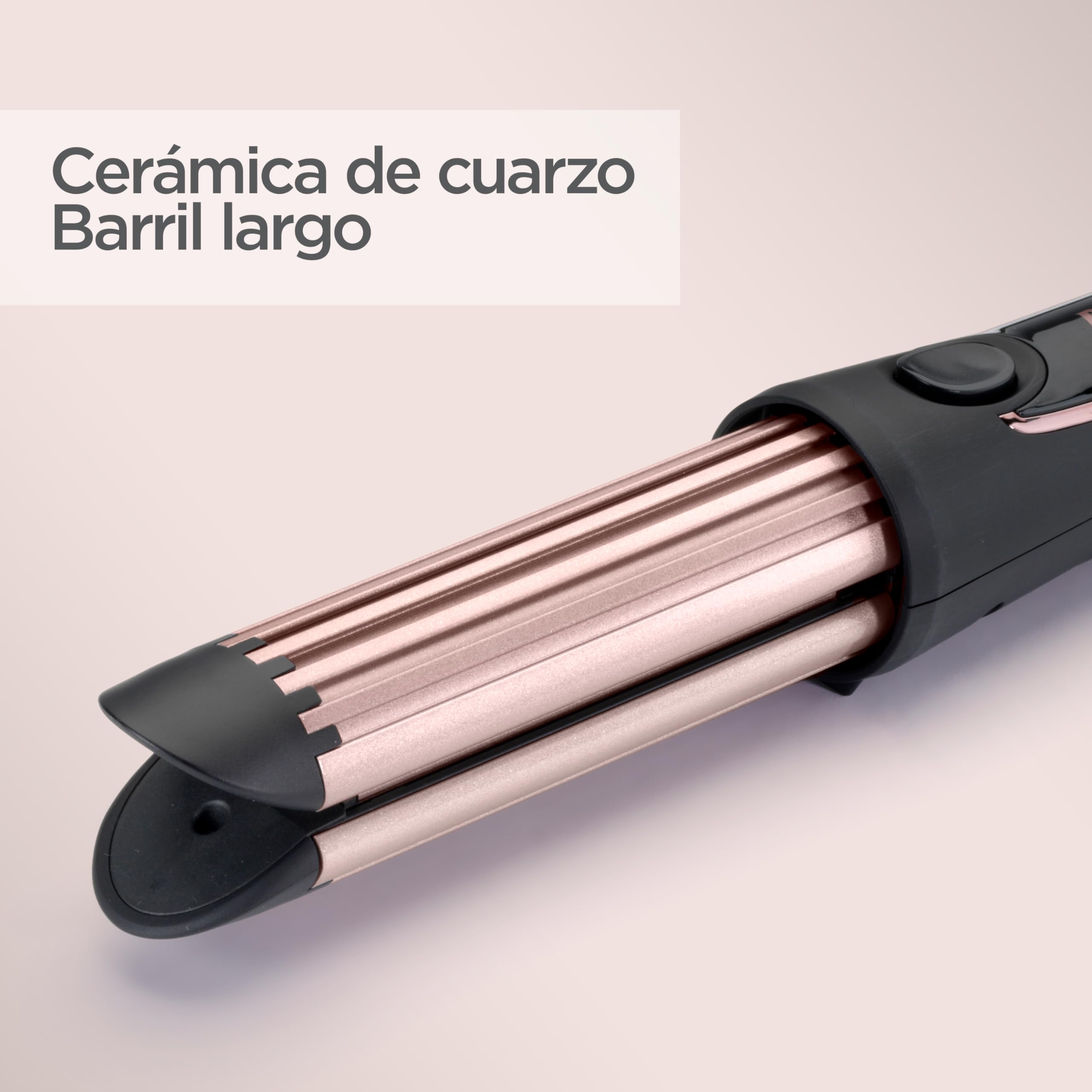 BaByliss C112E Rizador de pelo Curl Style Luxe, ondas duraderas, doble placa cerámica, 3 ajustes de temperatura, función aire frío fija el peinado