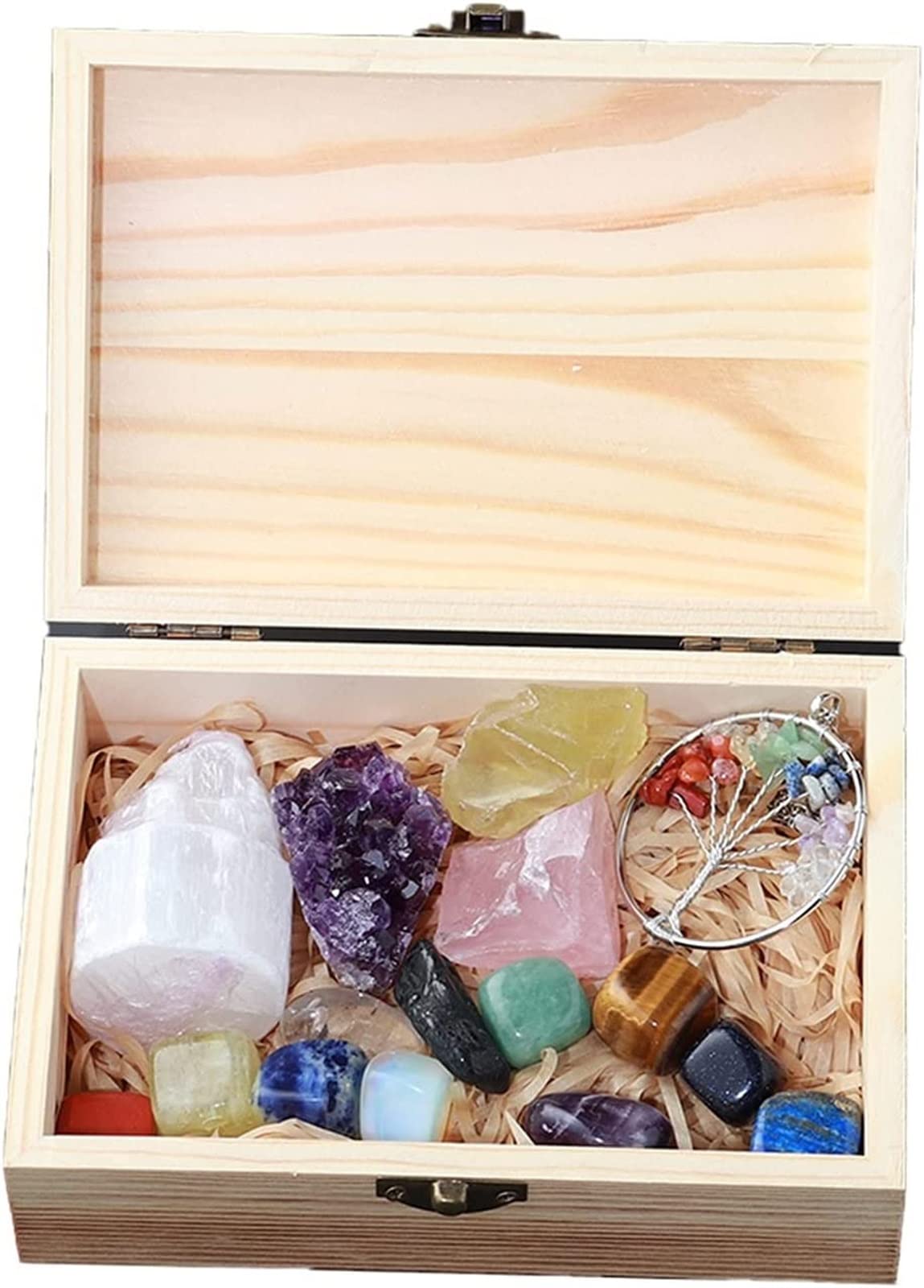 Piedras de cuarzo natural de alta pureza para equilibrar los chakras con árbol de la vida