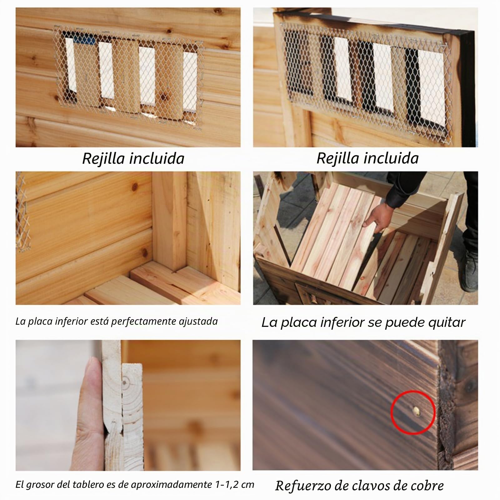 Caseta exterior de madera aislada para perros pequeños, medianos y grandes, resistente a la intemperie, fácil de montar, fácil de limpiar con ventanas y puertas (marrón, 99 x 92 x 95 cm)