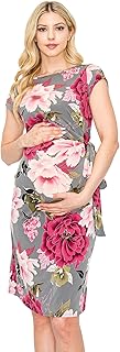 Women's Side Bow Tie Pattern Cap Sleeve Maternity Dress (Made in USA) - Buy now