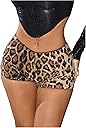 SHENHE Women's Glitter Sequin Leopard Shorts Low Rise Sexy Rave Club Outfits Booty Shorts Hot Pants