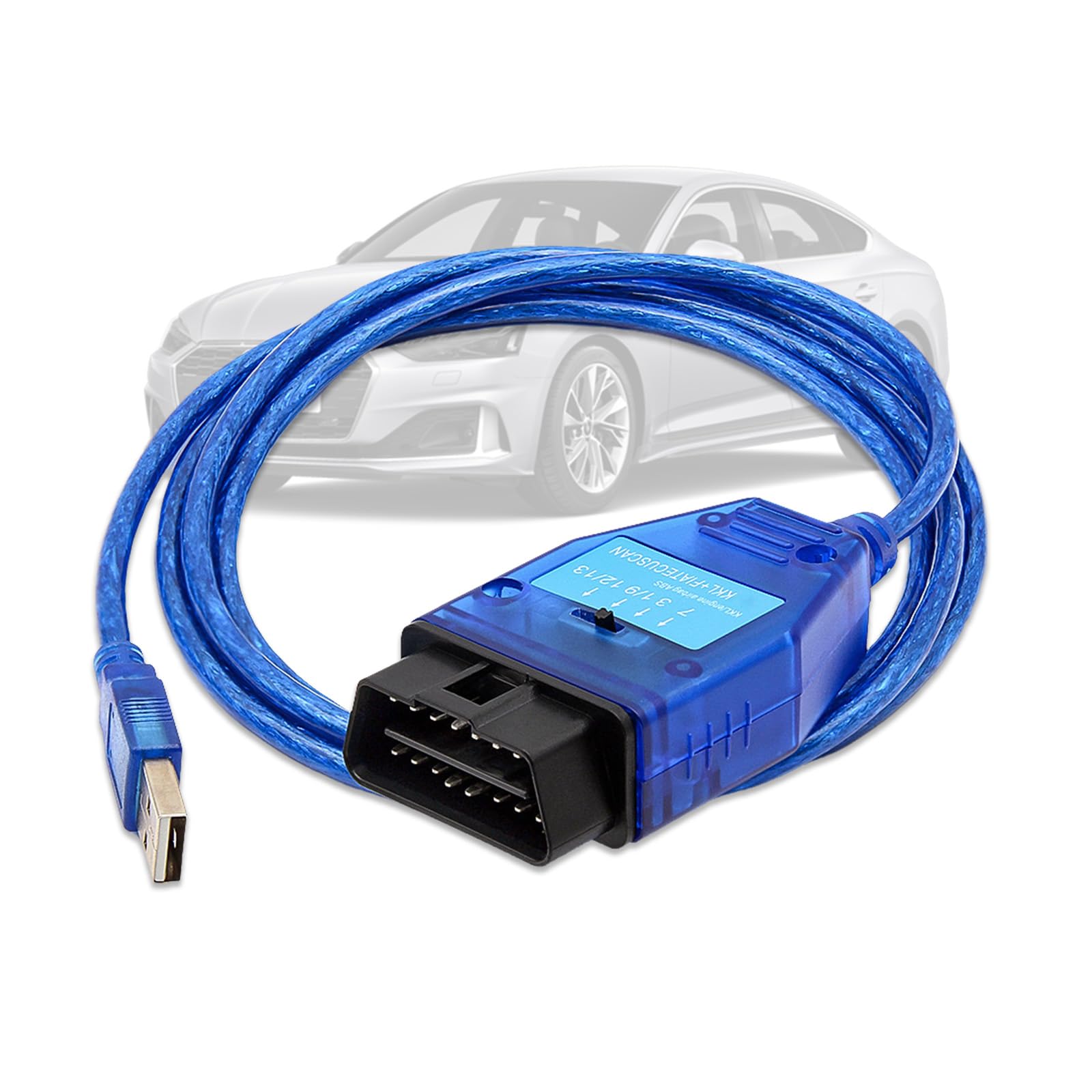 KKL 409 Fiat ECU Scan OBD2 Cable with FT232RL Chip,Diagnostic Software for V AG-COM KKL409+FIATECUSCAN Interface 2 in 1 Scanner Tool with 4Way Switch,fits for Vvv,Audi,Fiat,Alfa,Lancia Vehicle
