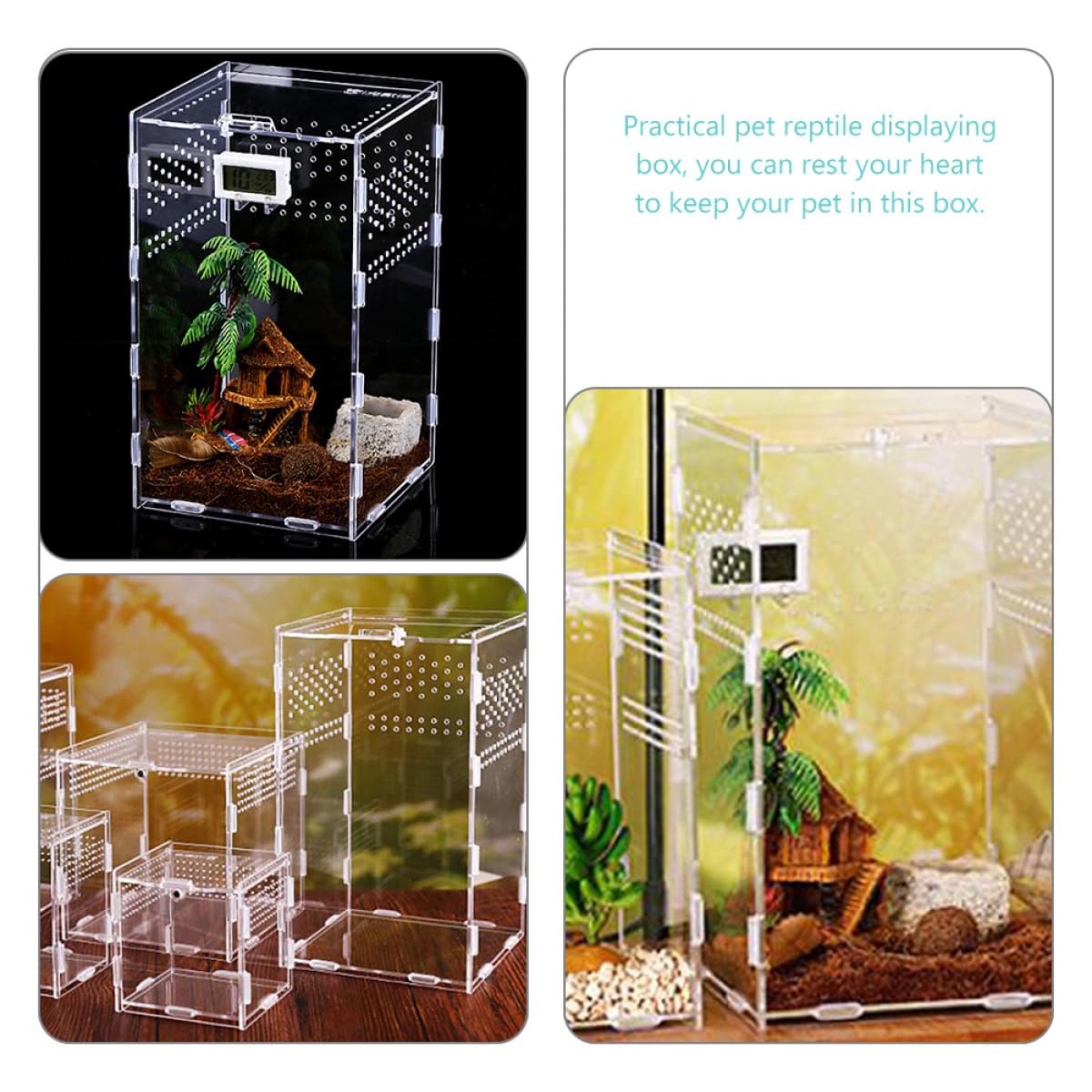 BETOOKY Reptilienzuchtbox als Terrarium Zubehör Transparente Acryl mit Konstantem Luftstrom und Magnetischem Stecksystem für Schnecken und Grillen