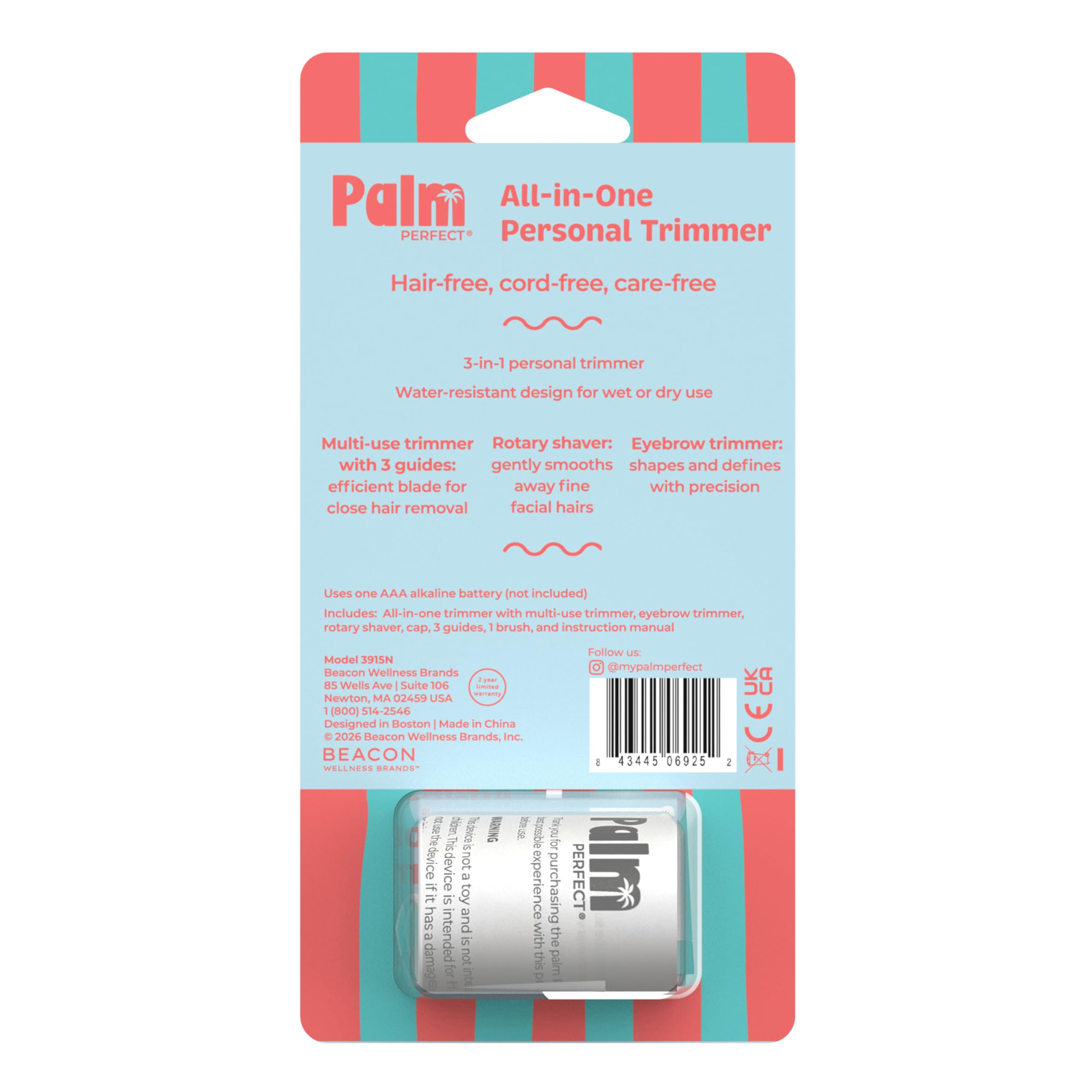 PalmPerfect All-in-One Persönlicher Trimmer für Frauen – wasserdichtes Fellpflegeset
