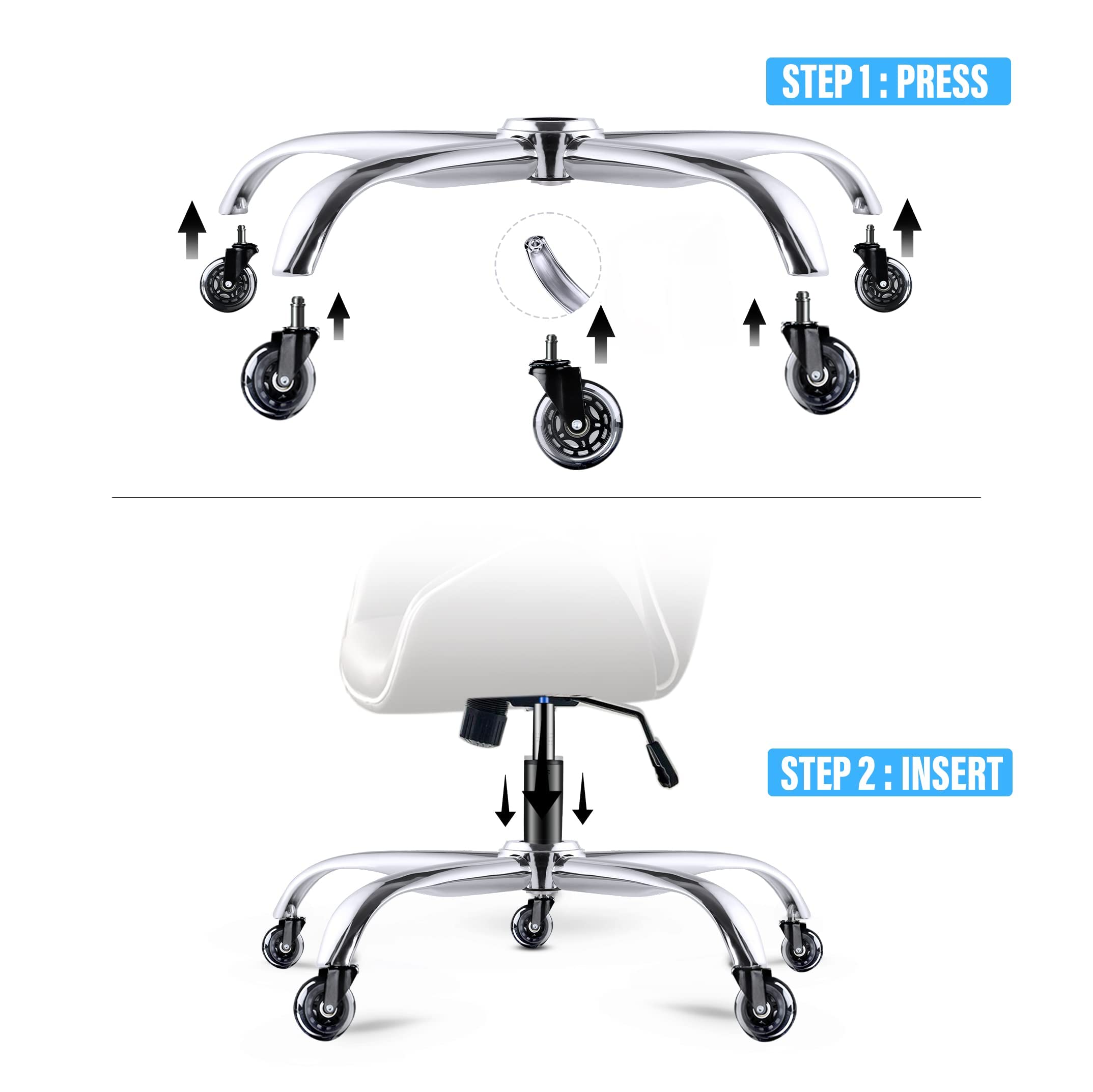 Office Chair Base MotionGrey Replacement, Chair Metal Base Caster