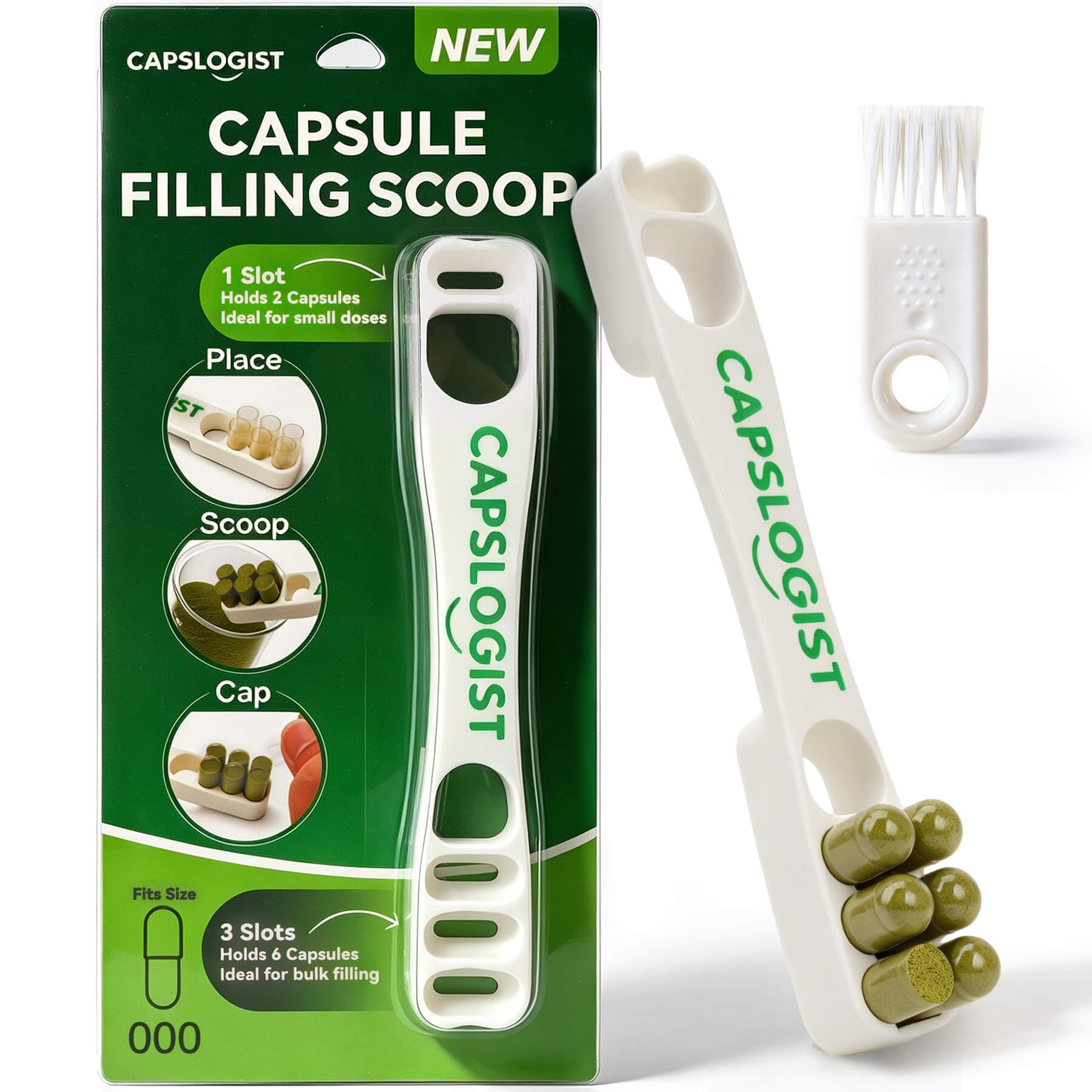 Capsule Filling Scoop for Size 2, Pill Filler Kit with Brush — Amazon image 13