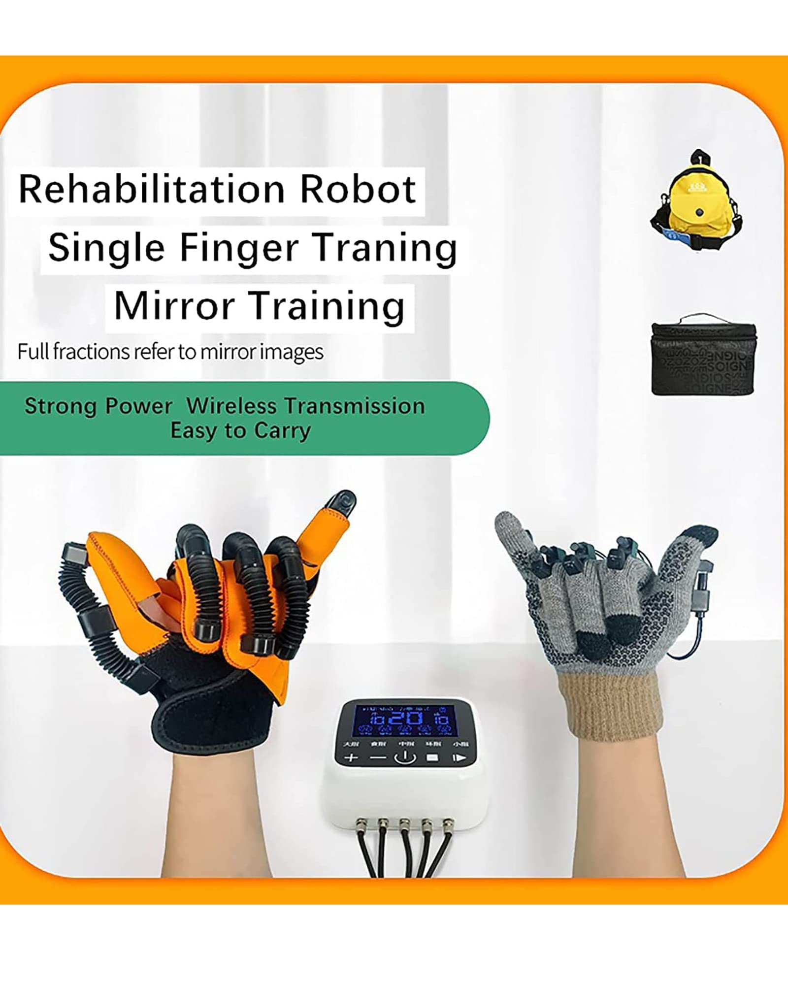 Potente Kit de Guante Robot de rehabilitación de Manos Extensión de Dedo Ortopédicos Trazo Férula de Mano Dispositivo de Entrenamiento de Dedos, Izquierda, M (Derecha M)