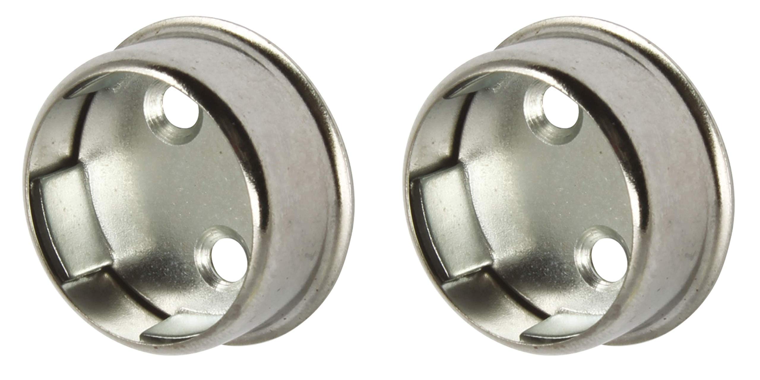 WARDROBE RAIL ROD END SUPPORTS BRACKETS SOCKET ROUND 25mm Chrome Plated Finish x2